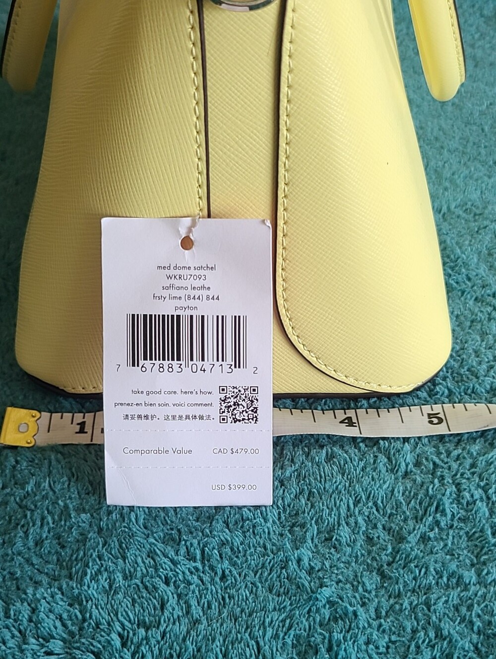 Kate Spade Payton Medium Dome Satchel in a yellow Frosty Lime - Picture 12 of 15